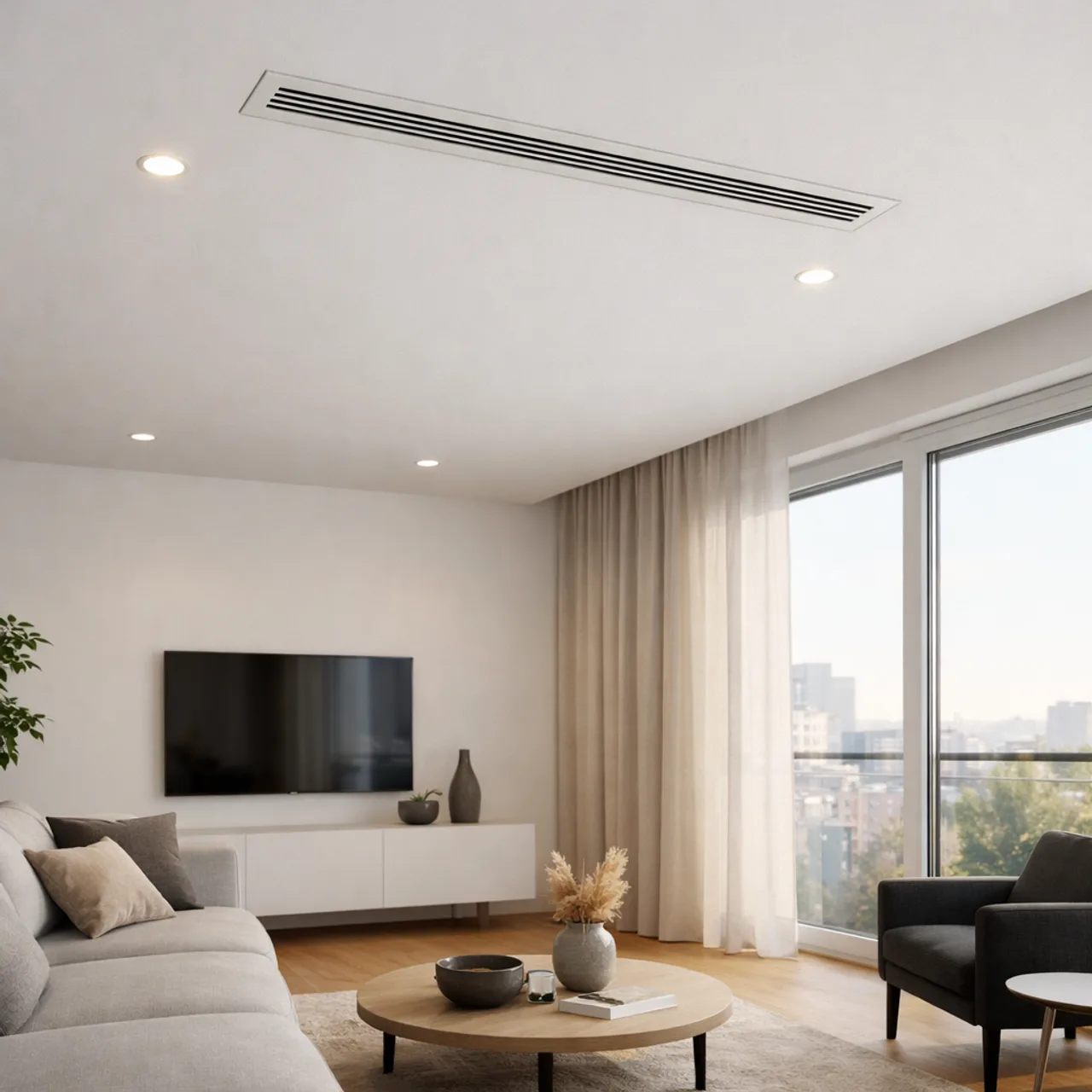 Modern interior served by a discreet ducted air-conditioning system